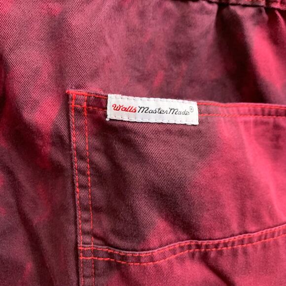 VTG Walls Mens Sz 48 Regular Red Black Tie Dyed Coveralls Long Pants Workwear - Picture 8 of 10